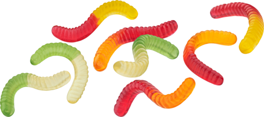 Gummy worm candies isolated