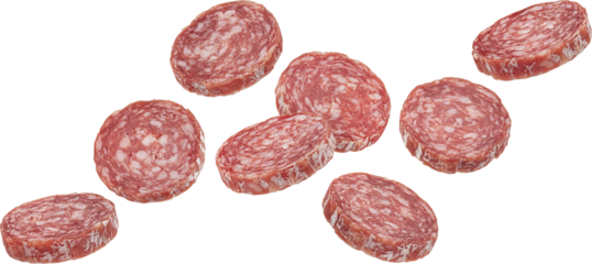 Slices of traditional Italian salami