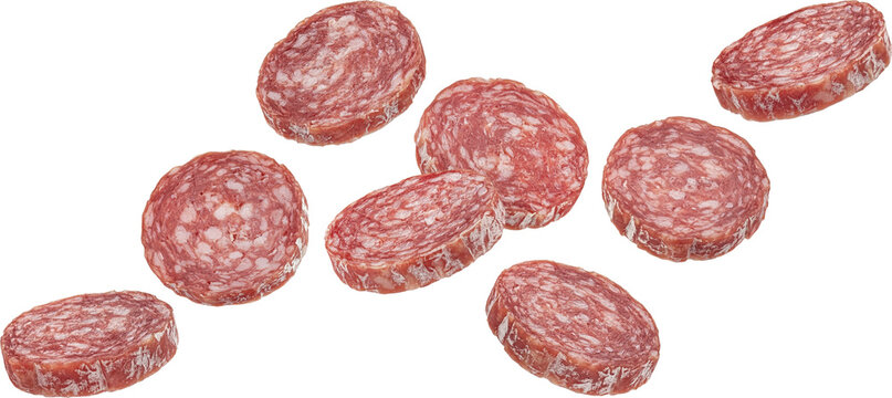 Slices of traditional Italian salami
