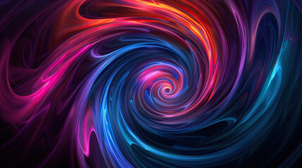Abstract ring background with luminous swirling backdrop. Glowing spiral , on black background 