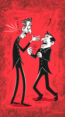 Comedic Scene with Two Cartoon Men in Dispute