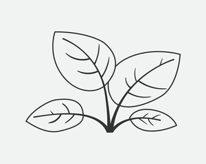Sprout with leaf vector icon. Plant symbol of nature and environment.