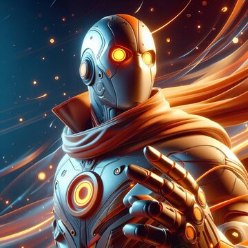 Futuristic Armored Alien: A Radiant Sci-Fi Depiction of Mysterious Intensity and Thoughtful Contemplation