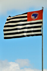 Bandeira do estado de São Paulo - Brasil tremulando em mastro   