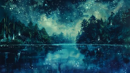 Starlit Forest Reflections./n