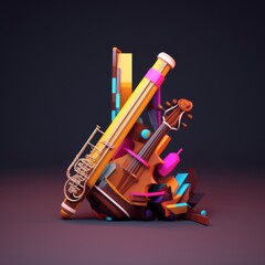 A series of digital artworks showcasing different musical instruments from around the world with a focus on the didgeridoo