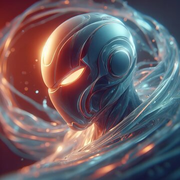 Futuristic Armored Alien: A Radiant Sci-Fi Depiction of Mysterious Intensity and Thoughtful Contemplation