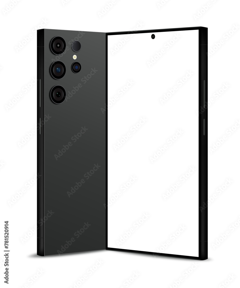 Wall mural samsung galaxy s24 ultra front and back view present. realistic vector mock up. vector illustration.