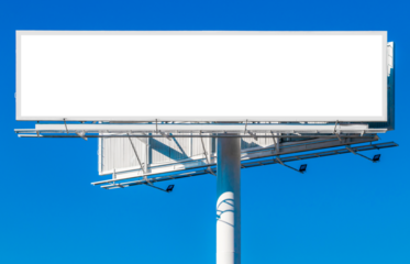 Billboard with transparent rectangle and blue sky background.