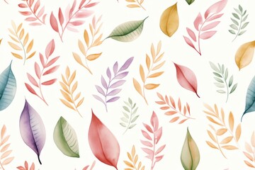 Colorful Pattern of Hand-Painted Leaves