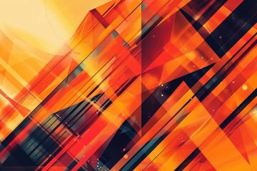 Geometric orange abstract background with triangle shapes, lines stripe.