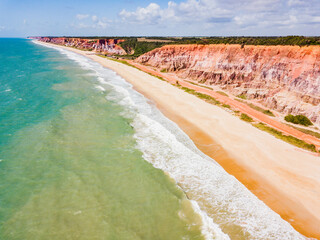 Cliffs of Praia do Gunga, colorful cliffs in Alagoas, Brazil