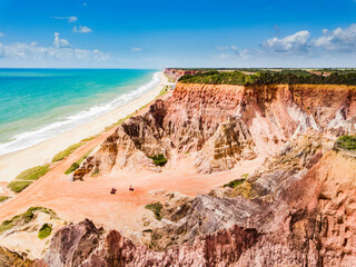Cliffs of Praia do Gunga, colorful cliffs in Alagoas, Brazil