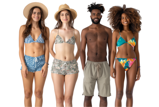 Diverse group of friends ready for a beach holiday