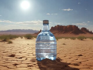 bottle of water in the middle of the desert
