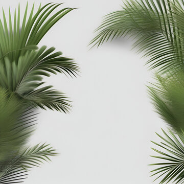 realistic palm tree leaves on white background