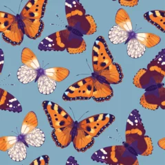 Foto op Plexiglas Vector pattern with high detailed vivid butterfly © olga_igorevna