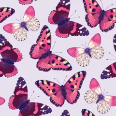 Fotobehang Vector pattern with high detailed vivid butterfly © olga_igorevna