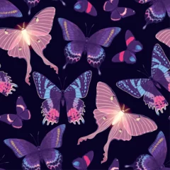 Gordijnen Vector pattern with high detailed vivid butterfly © olga_igorevna