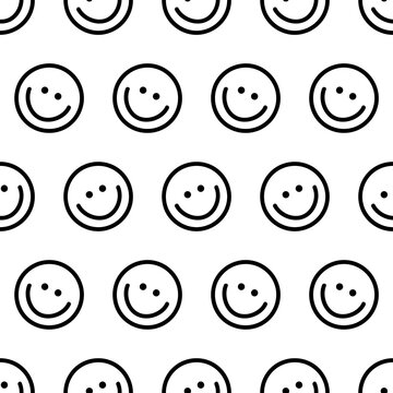 Black and White Smiling Faces Seamless Pattern, Tiny Faces, Happy, Happiness, Smile, Transparent Background PNG