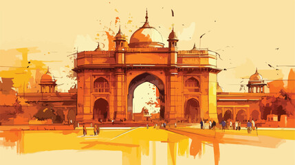 Landmark with building of Delhi capital of India. W