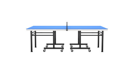 3D Blue Ping Pong Table Tennis With A Net In The Middle On White Background 3D Illustration