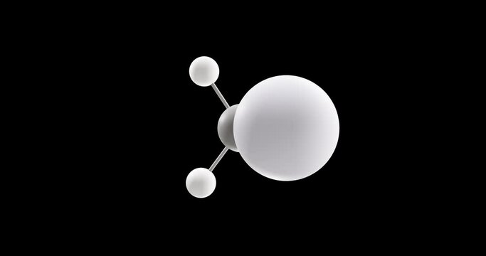 Methylmercury molecule, rotating 3D model of organometallic cation, looped video on a black background