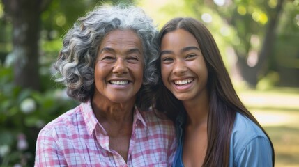 Grandmother and Granddaughter Smiling Together