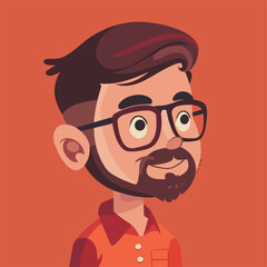 vector character man with glasses portrait on a white background .Generative AI