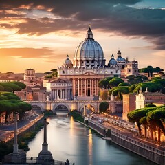In the timeless city of Rome, Italy, history and architecture intertwine to create an unforgettable tapestry of beauty and grandeur. - obrazy, fototapety, plakaty