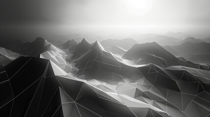 Abstract polygon silhouette, digital wireframe style, minimalist black and white geometric design