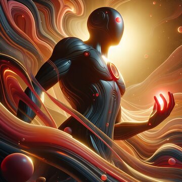 Futuristic Armored Alien: A Radiant Sci-Fi Depiction of Mysterious Intensity and Thoughtful Contemplation