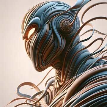Futuristic Armored Alien: A Radiant Sci-Fi Depiction of Mysterious Intensity and Thoughtful Contemplation