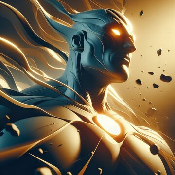 Futuristic Armored Alien: A Radiant Sci-Fi Depiction of Mysterious Intensity and Thoughtful Contemplation