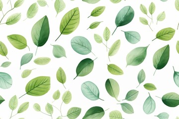 Seamless Green Leaf Pattern - obrazy, fototapety, plakaty