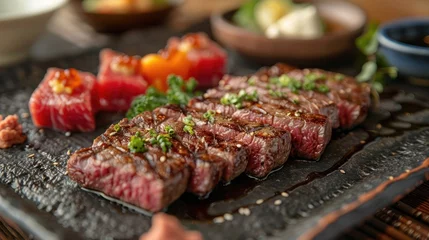 Foto op Canvas Matsusaka Beef Tender and Flavorful Cuts Grilled to Perfection in Mies Pastoral Landscapes © Sittichok