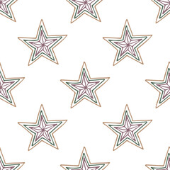 Seamless pattern with cute stars doodle for decorative print, wrapping paper, greeting cards, wallpaper and fabric