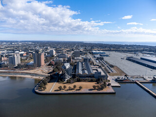 Newport News, Virginia, USA, Aerial photo of Victory Landing Park.