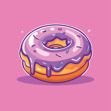 recommend clip art: Delicious pink cartoon donut vector illustration clip art design