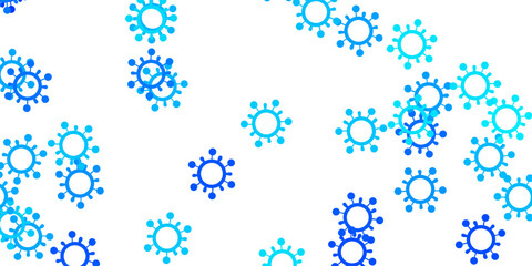 Light blue vector pattern with coronavirus elements. - obrazy, fototapety, plakaty