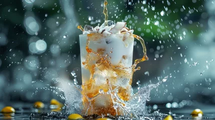 Foto op Plexiglas Dirty soda - diet coke, soda and cream, alcohol free mocktail. Iced sweet soda drink with non-dairy creamer, trendy cold summer cocktail. Generative ai © Iuliia Metkalova