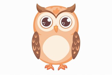 This charming illustrated cartoon owl is full of personality and designed to delight with its cute and simplistic features