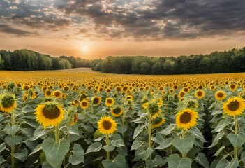 Obraz premium A view of a field of Sunflowers
