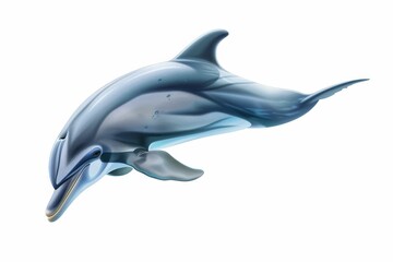 Digital illustration of a sleek dolphin leaping with a serene expression, capturing the beauty of marine life