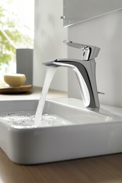 modern kitchen sink with faucet