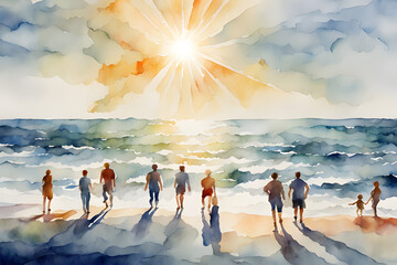 Friends gathered at the sea to watch the sunset.
Generative Ai