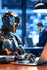 Robot working in an office