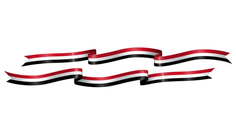 set of flag ribbon with colors of Yemen for independence day celebration decoration