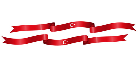 set of flag ribbon with colors of Turkey for independence day celebration decoration