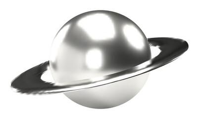 3d planet chrome metal. Y2K style. Vector illustration	